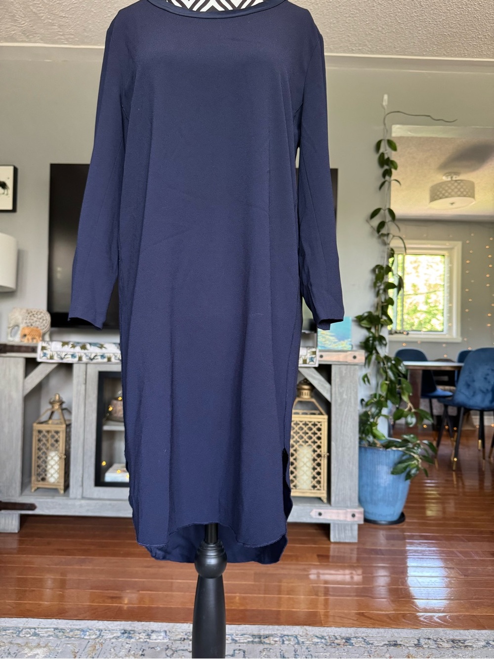 Wilfred Navy Long Sleeve Midi Dress
